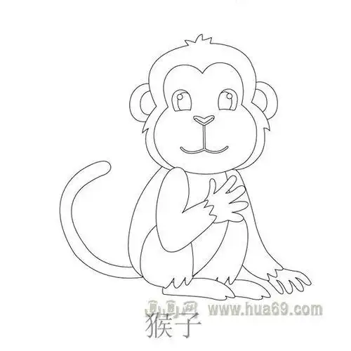 儿童简笔画长尾巴的猴子