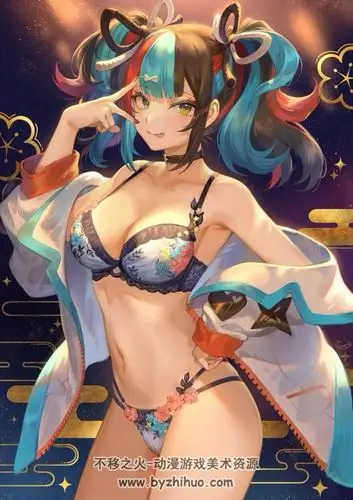 日系二次元角色海边泳装少女插画图包百度网盘分享 724p