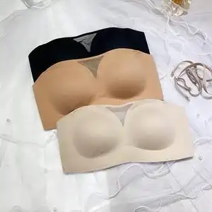 乳胶无肩带防滑隐形文胸无痕一片式抹胸式防走光礼服不掉内衣露肩