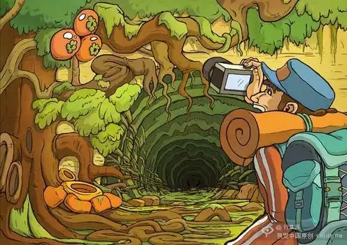 山洞中发现宝藏简笔画