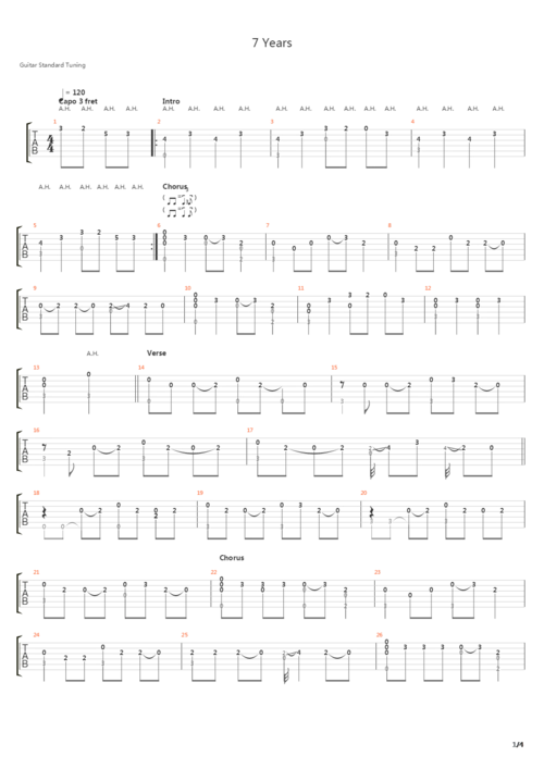 7 years吉他谱
