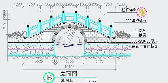 人行石拱桥cad施工图