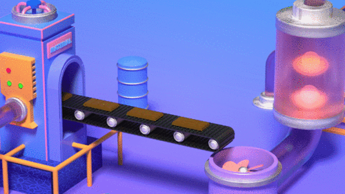 c4d创意甜甜圈加工小工厂动画