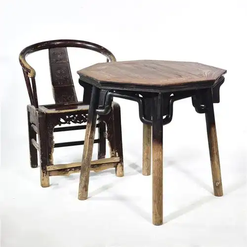 中式茶道怀旧休闲民国餐桌榆木民宿百年茶馆实木餐桌