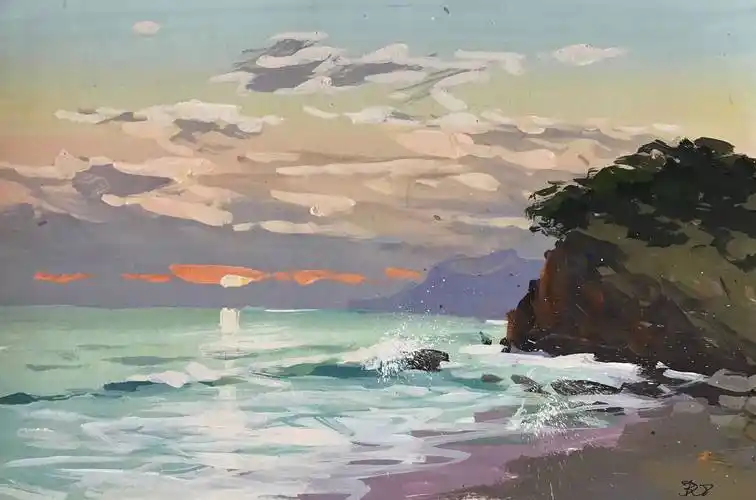 俄罗斯风景画大师 瓦伦丁.德米特里耶夫 的海景画 写生