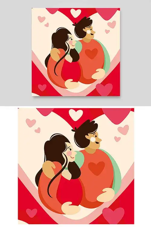 爱心情人节情侣快乐拥抱未来约会