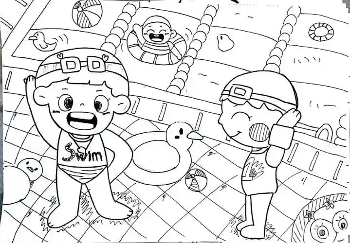 学游泳馆主题画