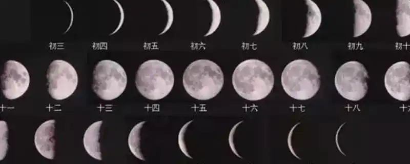初一到十五月相变化顺序为朔日(新日),蛾眉月,上弦月,满月(望).