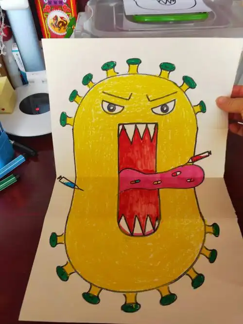 单县人民路小学 "停课不停学" 一年级美术微课堂《可怕的病毒》