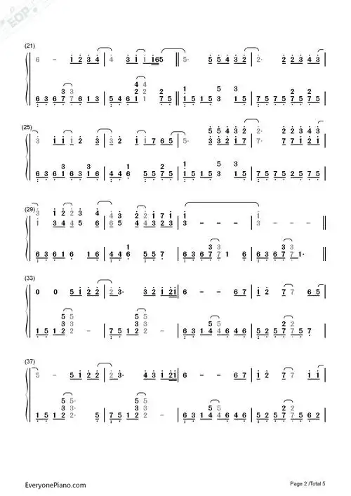 here waiting双手简谱预览2-钢琴谱文件(五线谱,双手简谱,数字谱,midi