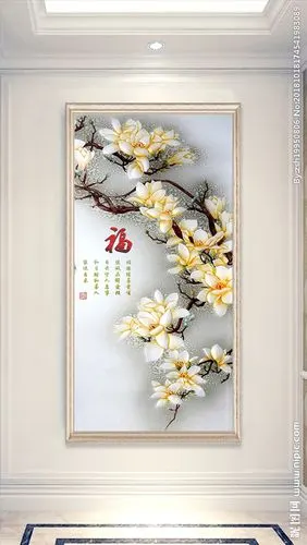 牡丹花玄关设计图__传统文化_文化艺术_设计图库_昵图网nipic.com