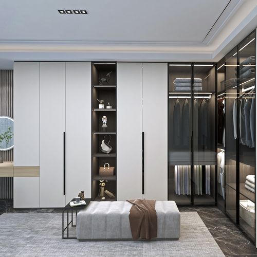 上海全屋家具定制兔宝宝衣柜定制现代简约步入式整体衣帽间定做