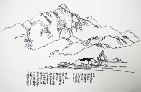 关于画山的素描简笔画
