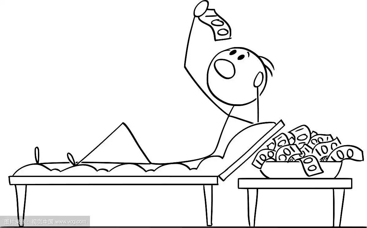 卡通人物或商人躺在沙发上