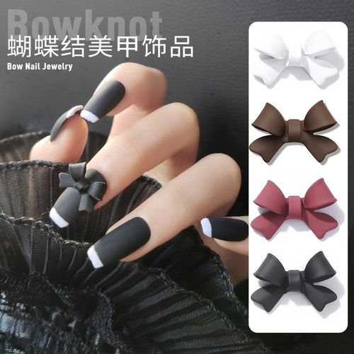 美甲小蝴蝶结饰品磨砂简约大气款小仙女指甲潮流装饰品网红爆款