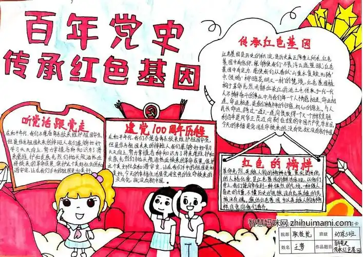 学百年党史传承红色基因手抄报绘画