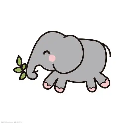 矢量手绘卡通小象