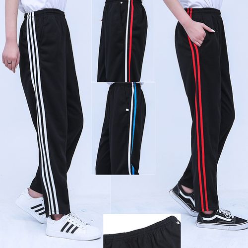 黑色春夏校服裤子两道杠男校裤高中学生女运动裤初中校服裤一条杠