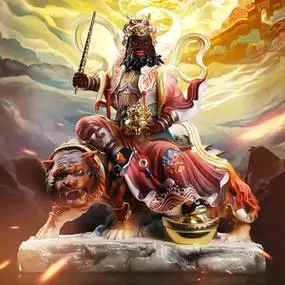 汉白玉彩绘赵公明武财神爷骑虎像赵公元帅赵玄坛像赵黑虎客厅摆件