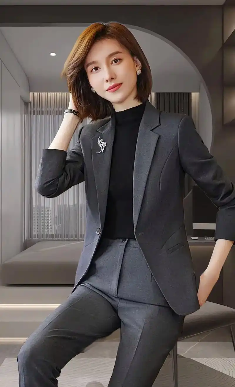 灰色西装外套女秋季新款经理工作服工装职业商务正装高端西服套装