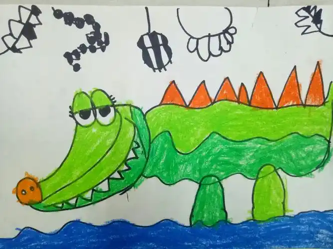 油画棒作品:鳄鱼