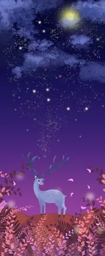 月下鹿|插画|其他插画|唯依怡笙 - 原创作品 - 站酷 (zcool)