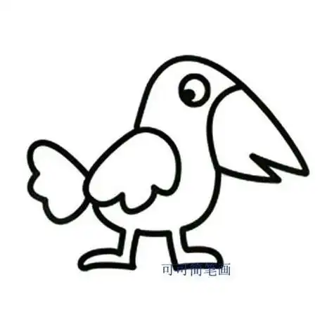 一只乌鸦叼着一块肉的简笔画