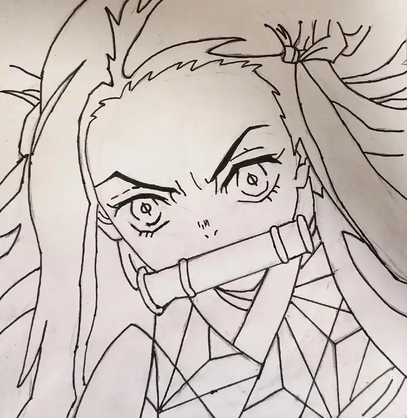 灶门祢豆子#临摹 #鬼灭之刃 #手绘  - 抖音