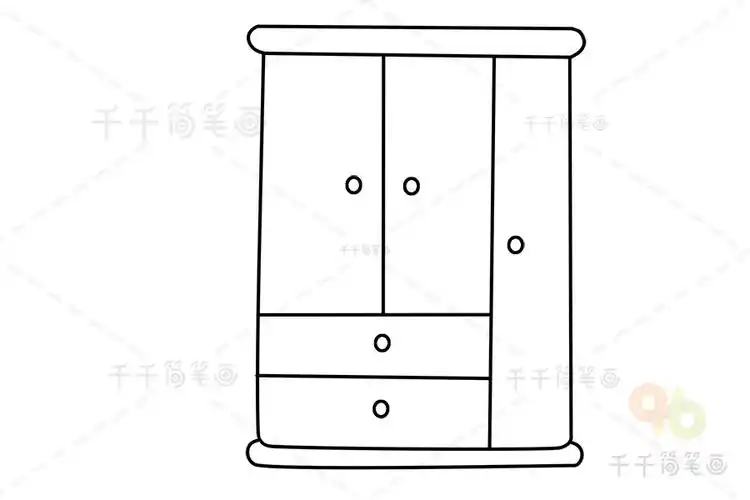 粉色系衣橱简笔画