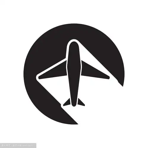 黑色图标飞机和风格化的阴影