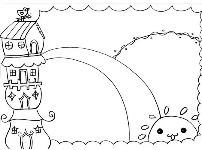 通用手抄报模板(黑白可打印)描边涂色