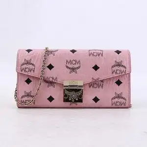 【99新】mcm 女包 粉色链条包单肩斜挎包