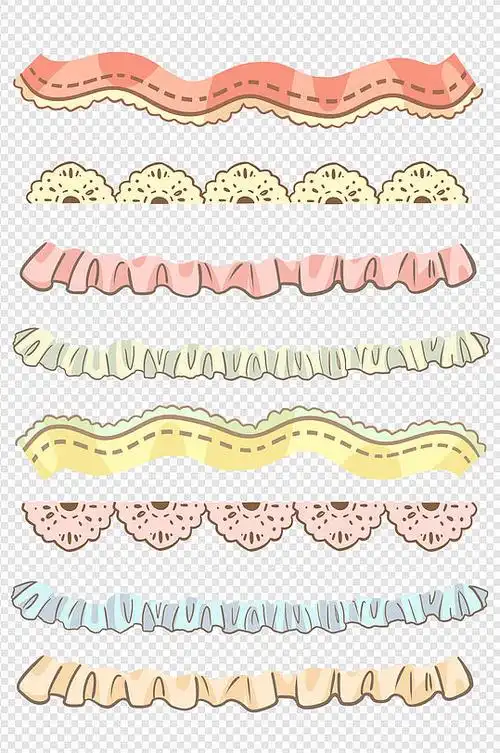卡通衣物衣褶蕾丝花边装饰素材免扣元素