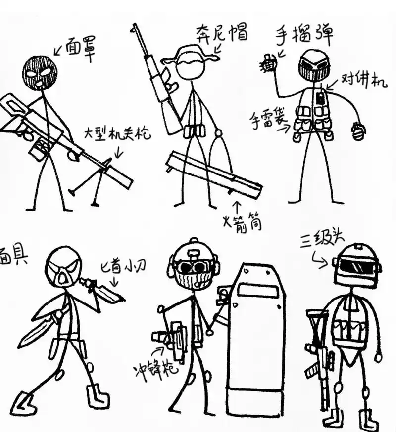 火柴人吃鸡游戏92 #简笔画 #童画 #面个简笔画# 创意美术 9191