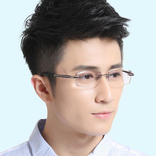 眼镜近视近视眼男纯钛无框切镜框男款成品眼镜架