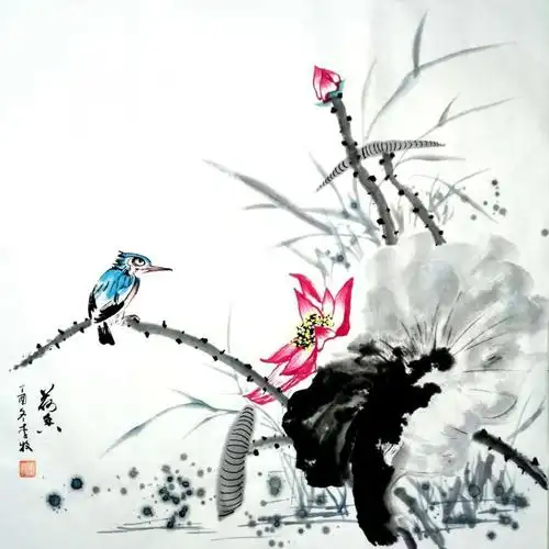 李牧国画作品《荷香》