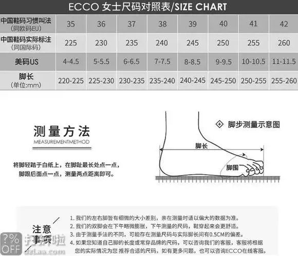 ecco女鞋鞋码表, 爱步女鞋鞋码表