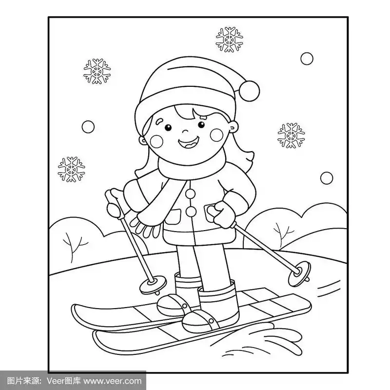 冬季运动.儿童涂色书