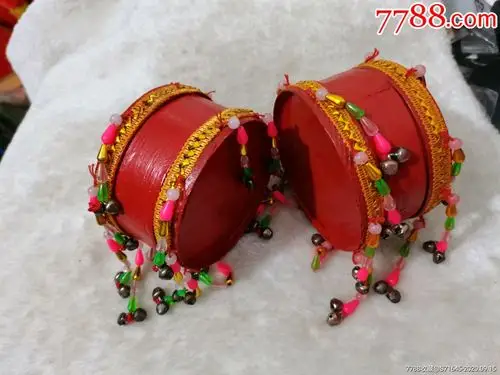 云南少数民族彝族手鼓2个-八角鼓/腰鼓/鼓-7788乐器收藏