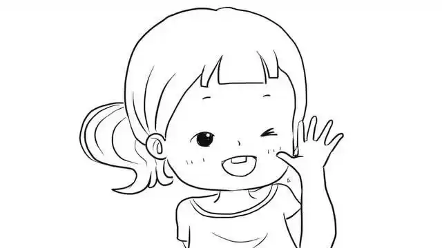 打招呼的小女孩儿童亲子简笔画 宝宝轻松学画画