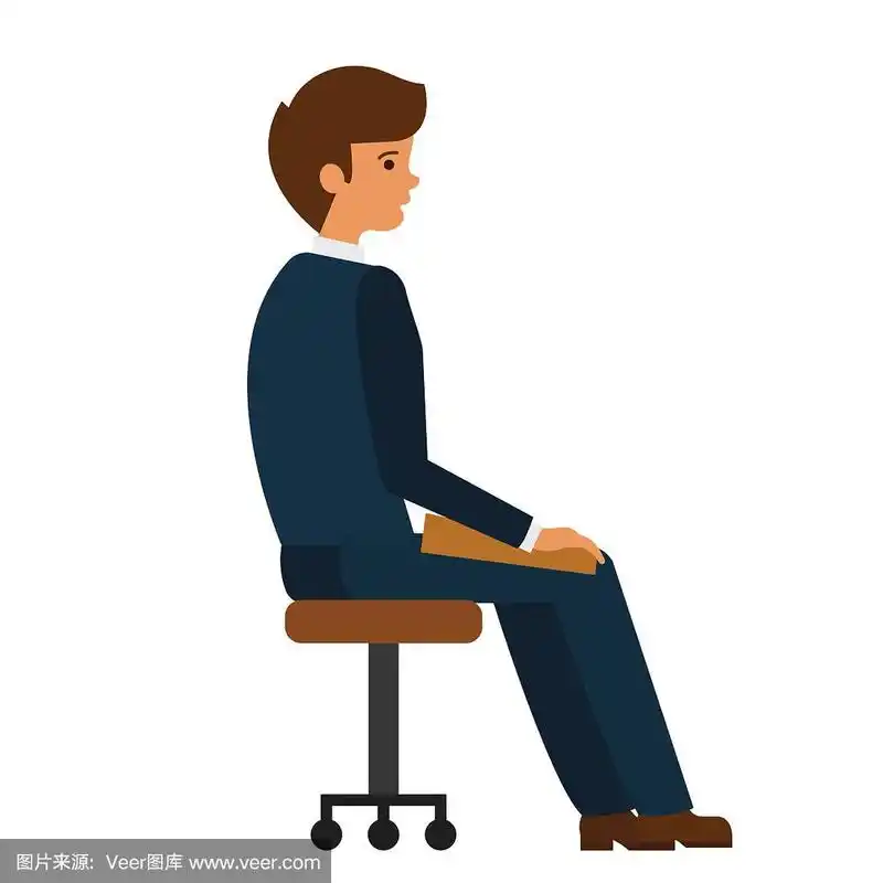 男人坐在办公椅卡通平面矢量插图概念孤立的白色背景