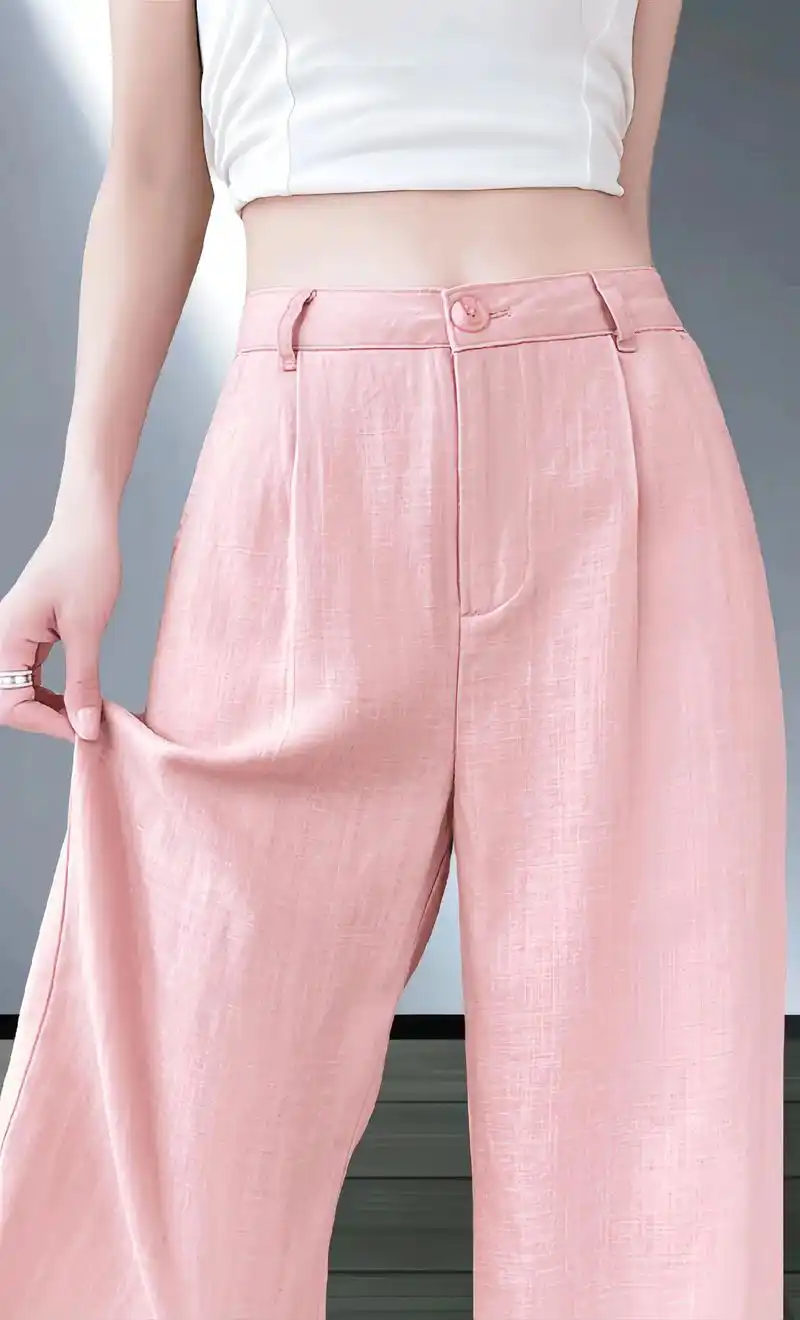 时尚高档天丝亚麻阔腿裤 高档天丝亚麻窄版阔腿裤女!