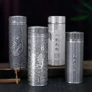 银杯子999内外纯银水杯 全银杯子男士雪花银保温杯 九龙银杯正品