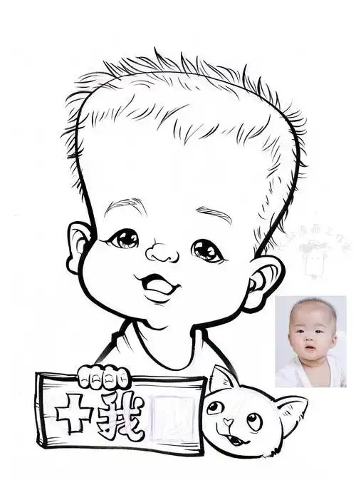 简笔肖像漫画似颜绘线稿