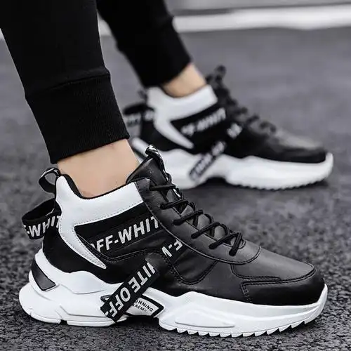 苏芈秋季高帮鞋男网红爆款小白运动老爹ins青少年白色内增高中帮潮鞋