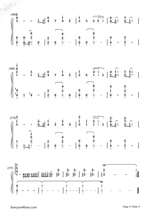 lemon-unnatural主题曲双手简谱预览11-钢琴谱文件(五线谱,双手简谱