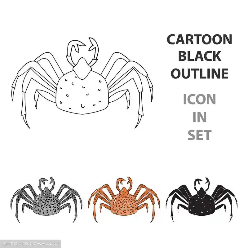 帝王蟹图标在卡通风格孤立在白色