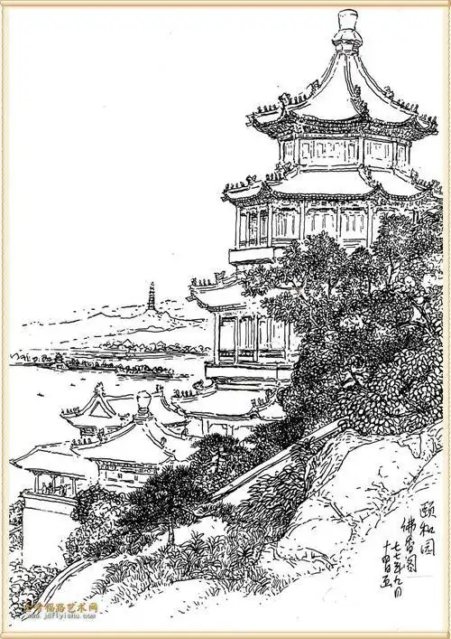 古代楼阁简笔画古代楼阁简笔画带颜色