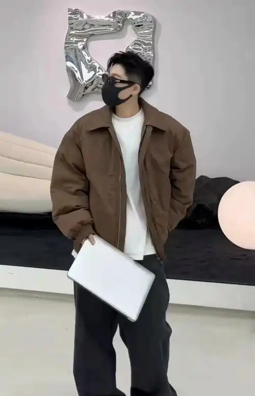 冬季新款潮潮流时尚百搭纯色简约韩风羽绒服外套男流行时尚男装