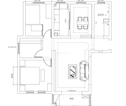 室内90平米三室一厅平面图